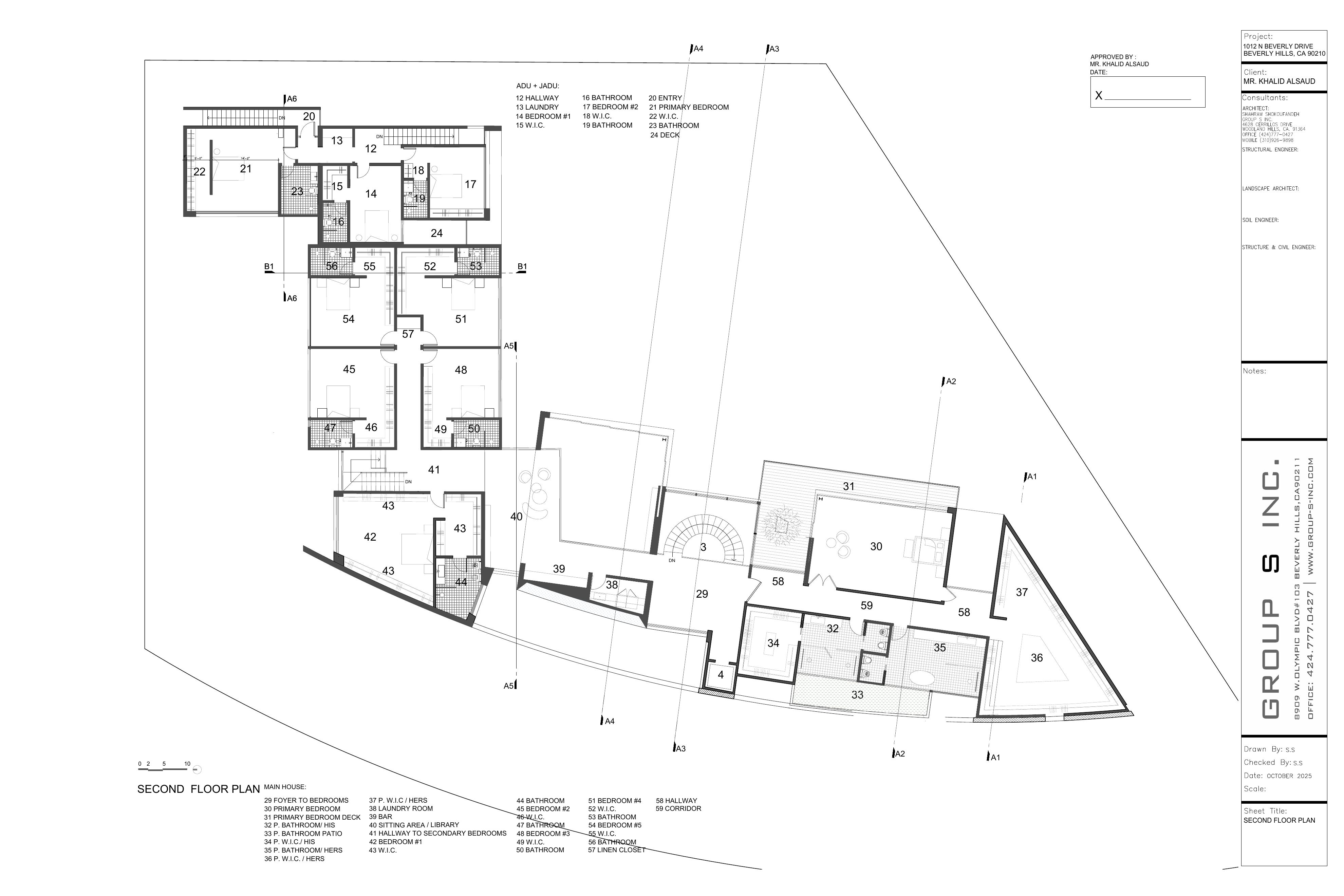 Proposed second-floor plan for 1012 North Beverly Drive