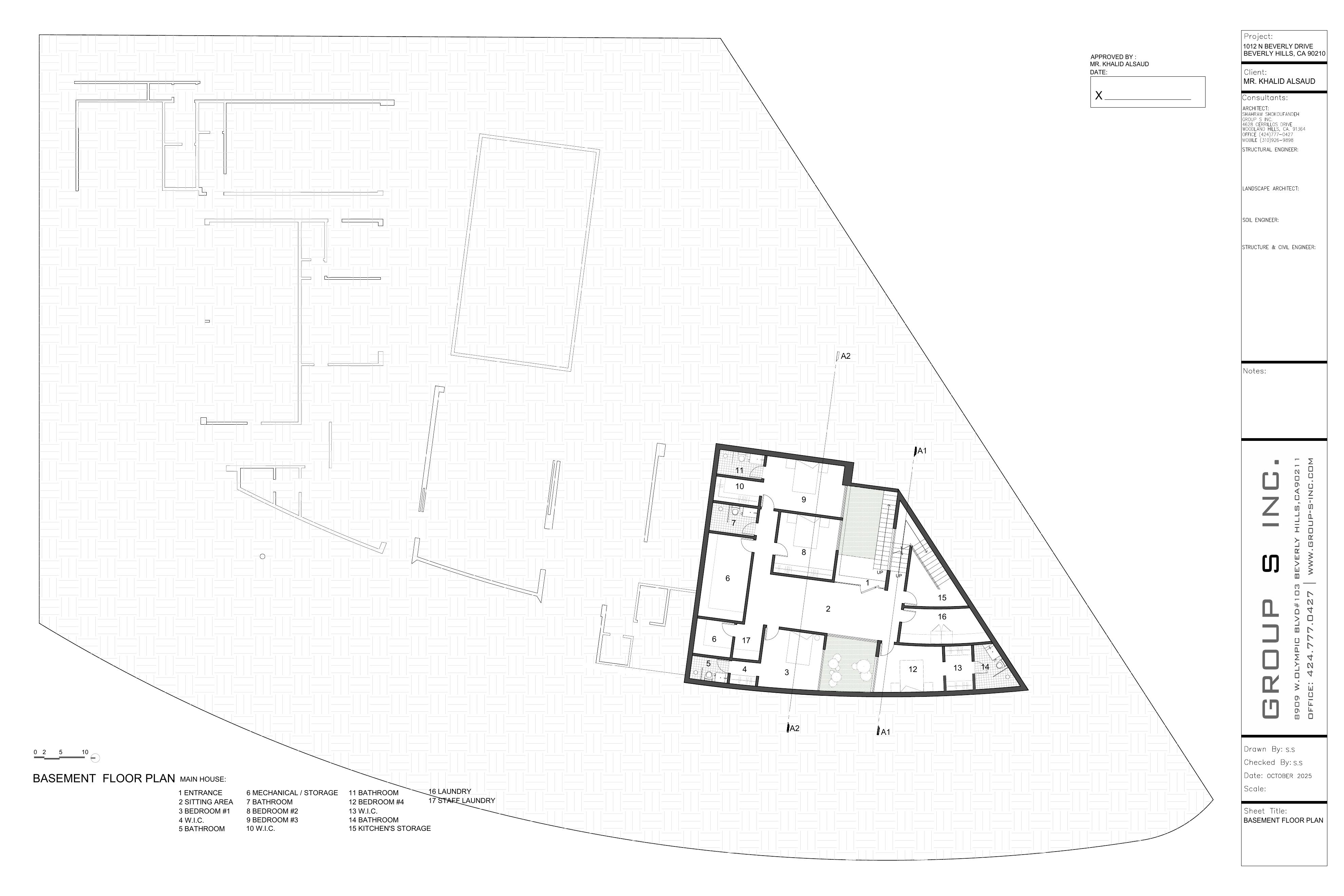 Proposed basement plan for 1012 North Beverly Drive