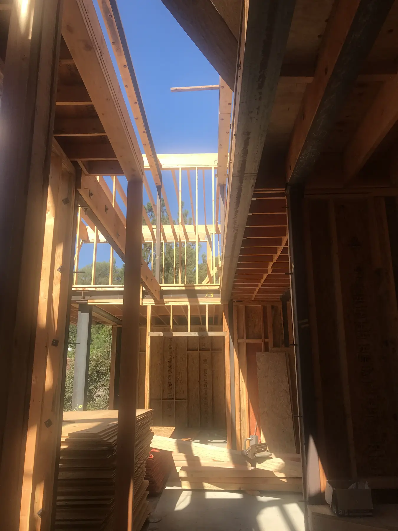 Timber and steel structure during construction