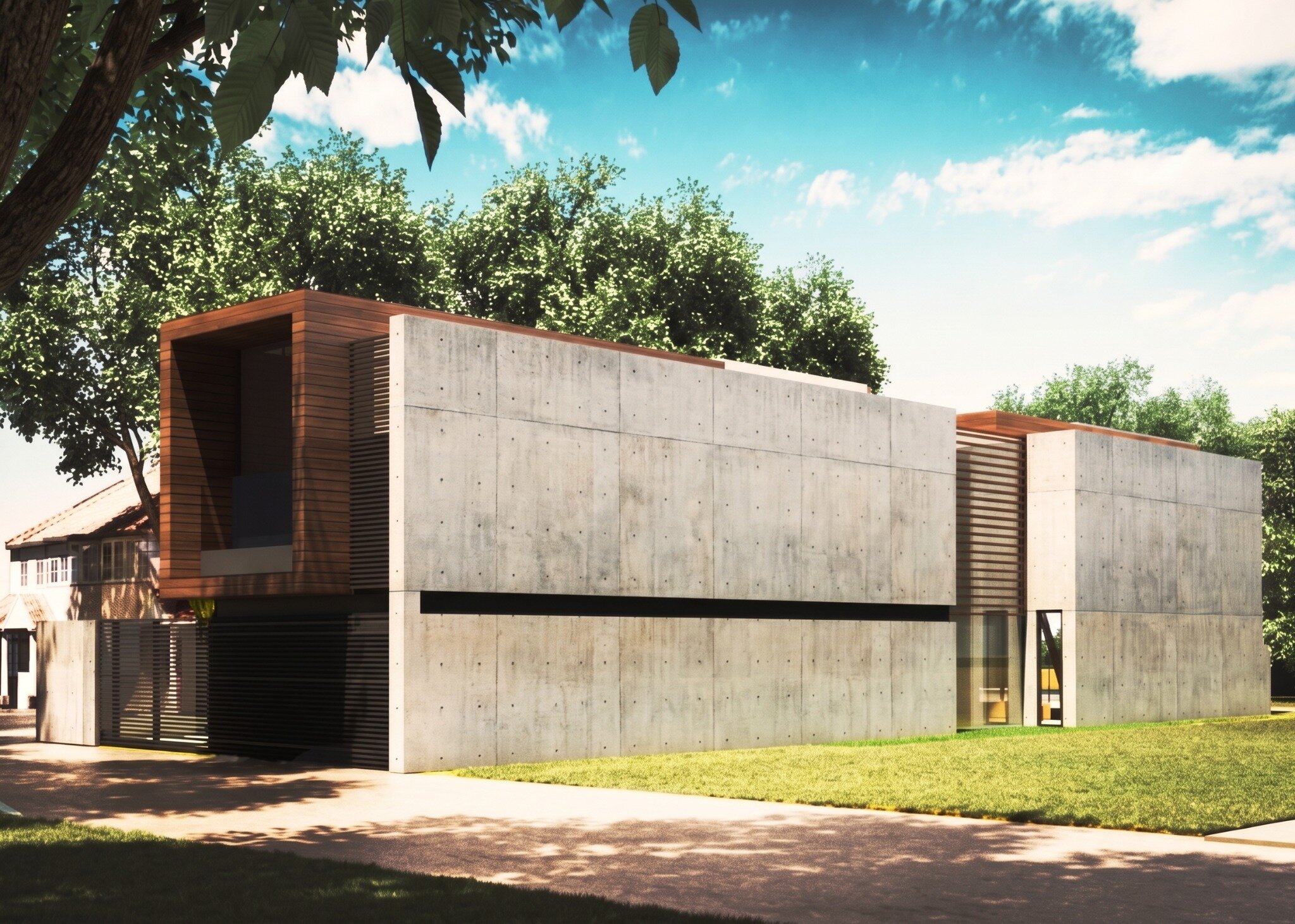 Designed monolithic side elevation