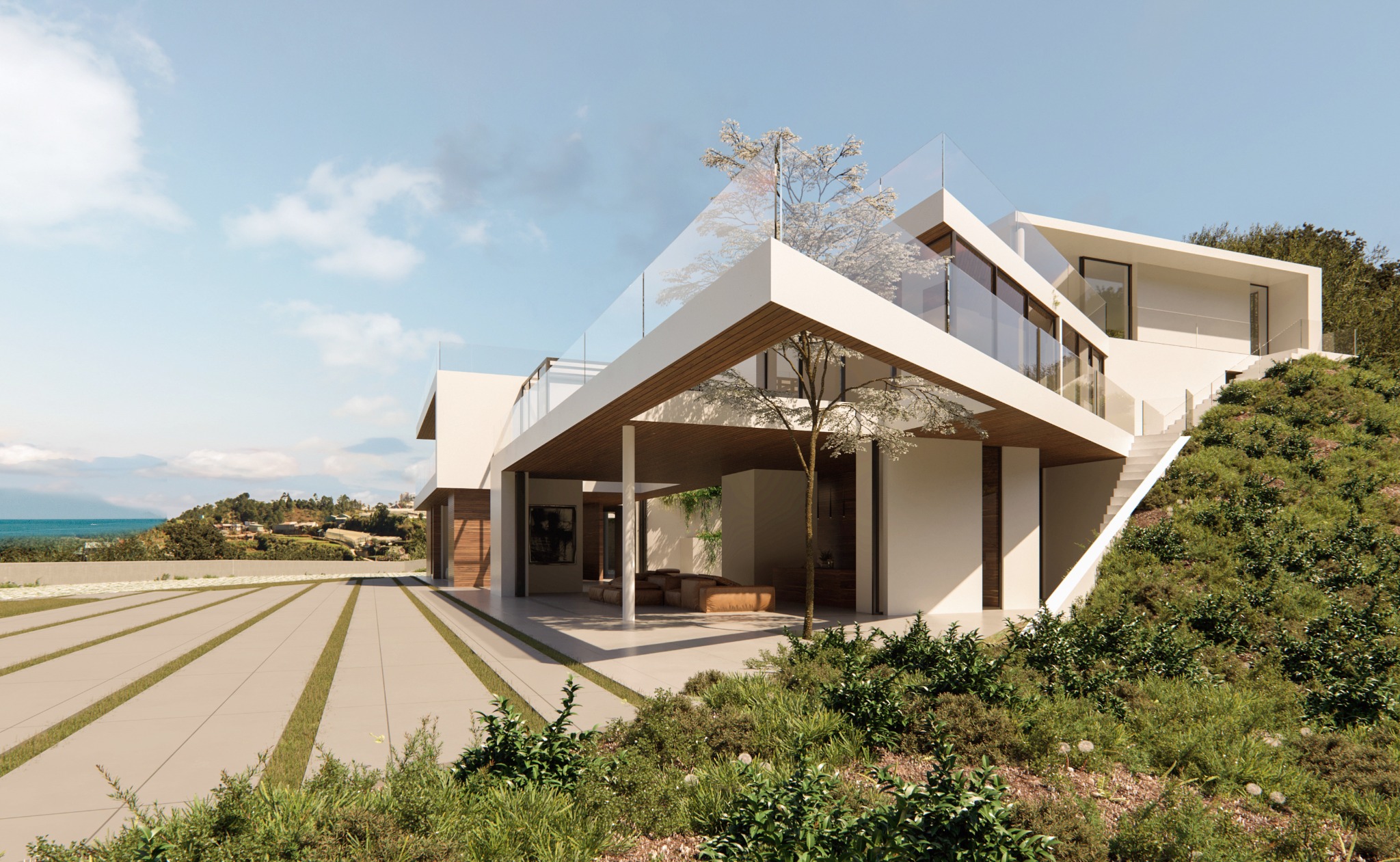 31847 Pacific Coast Highway stepping into a steep Malibu hillside