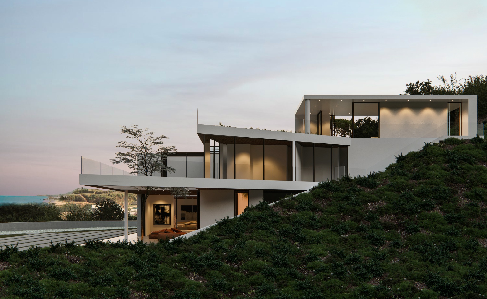 Hillside elevation stepping toward the ocean