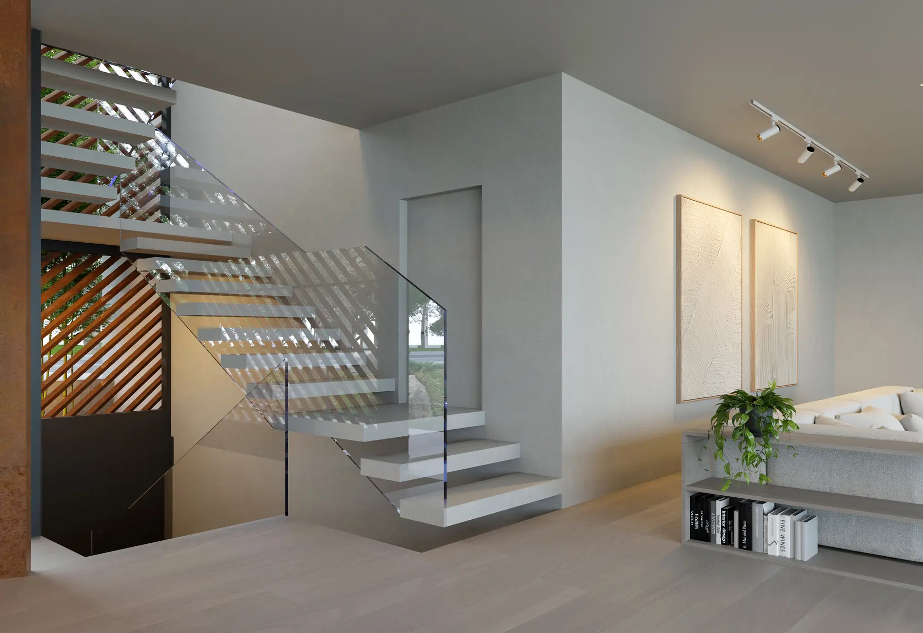 Open stair connecting the living levels