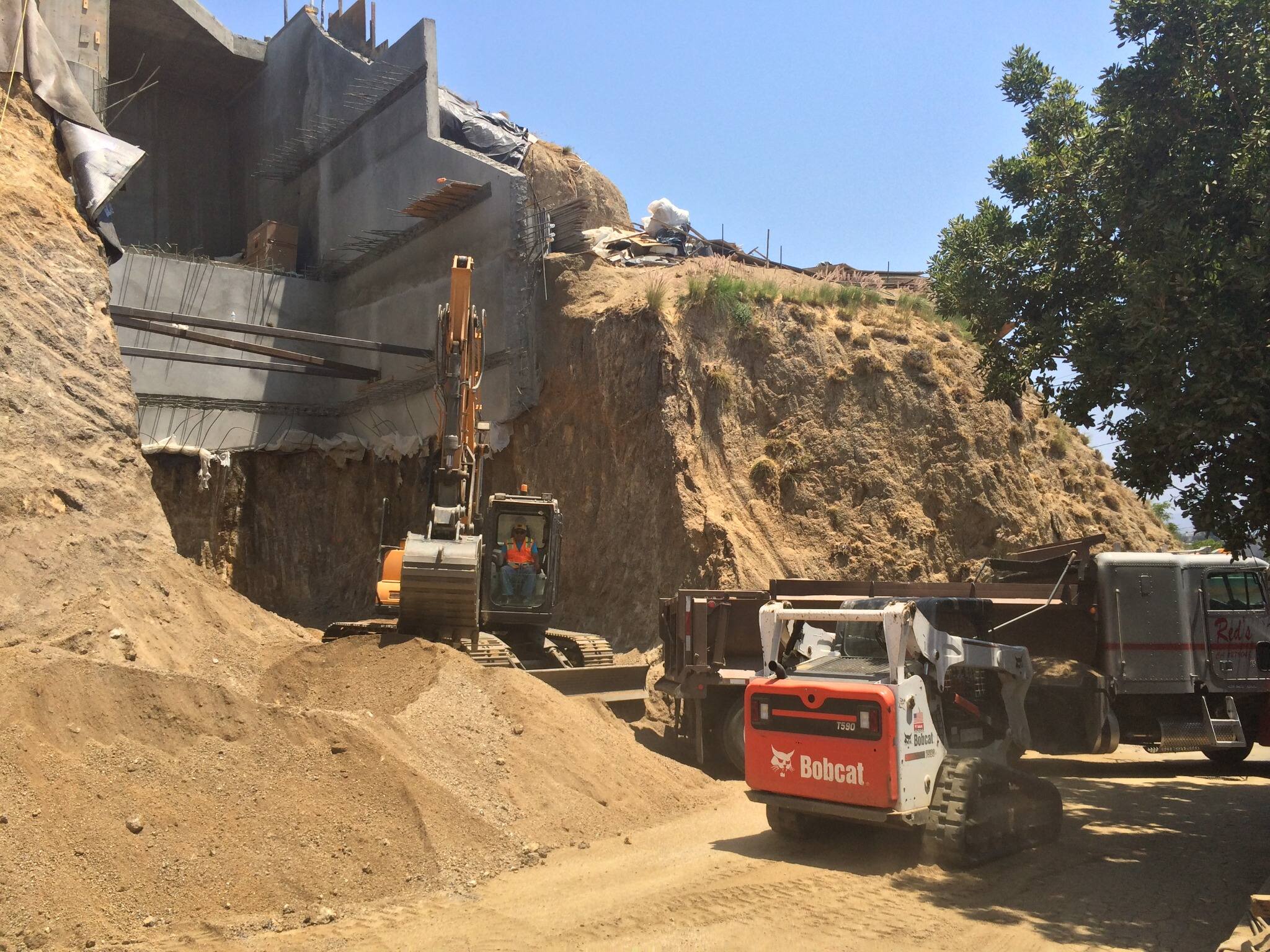 Deep excavation and restricted construction access at 8693 Franklin