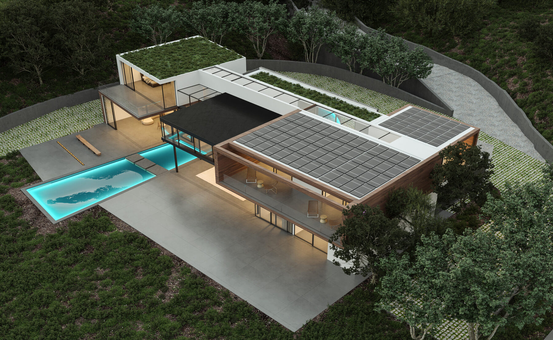 Aerial view of the residence