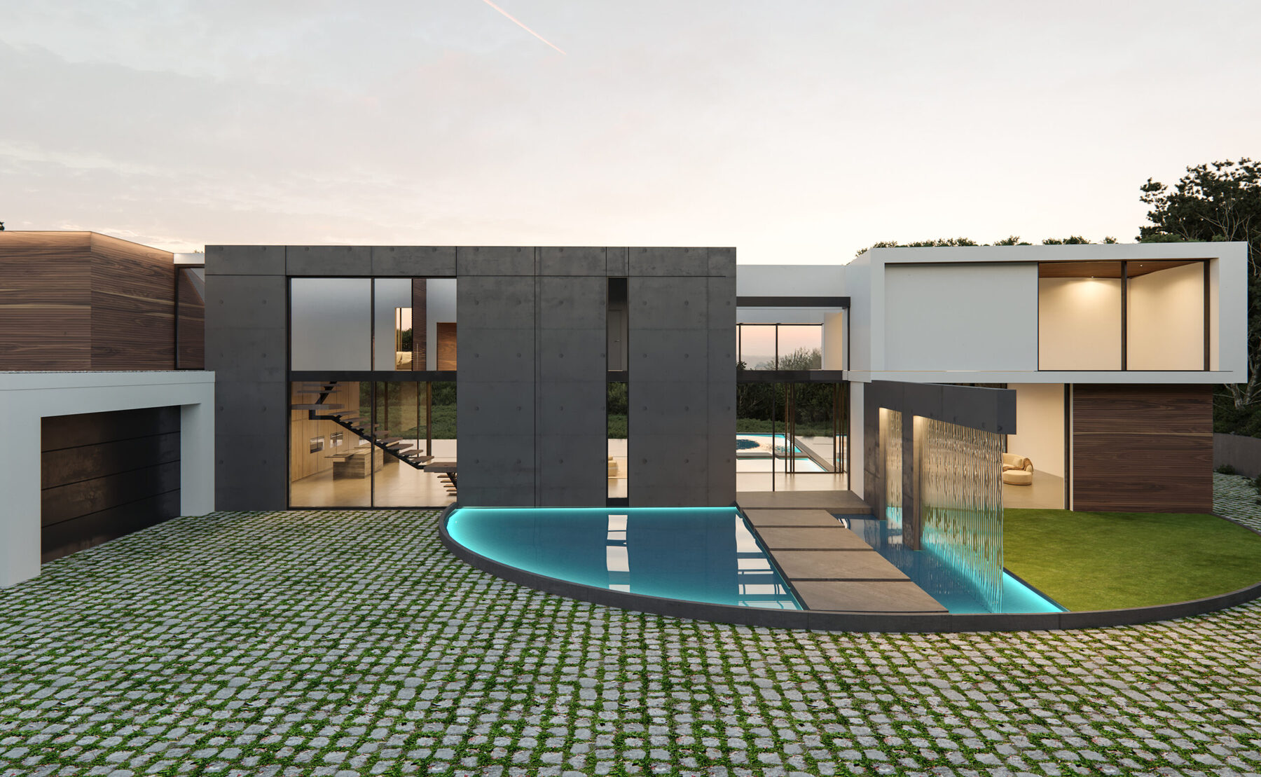 Garden elevation with pool