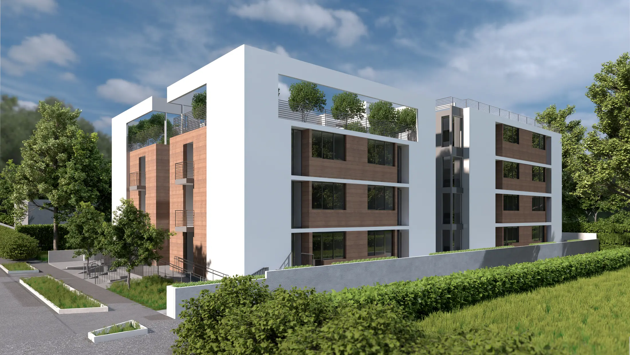Wide corner view of the Blythe Street residences