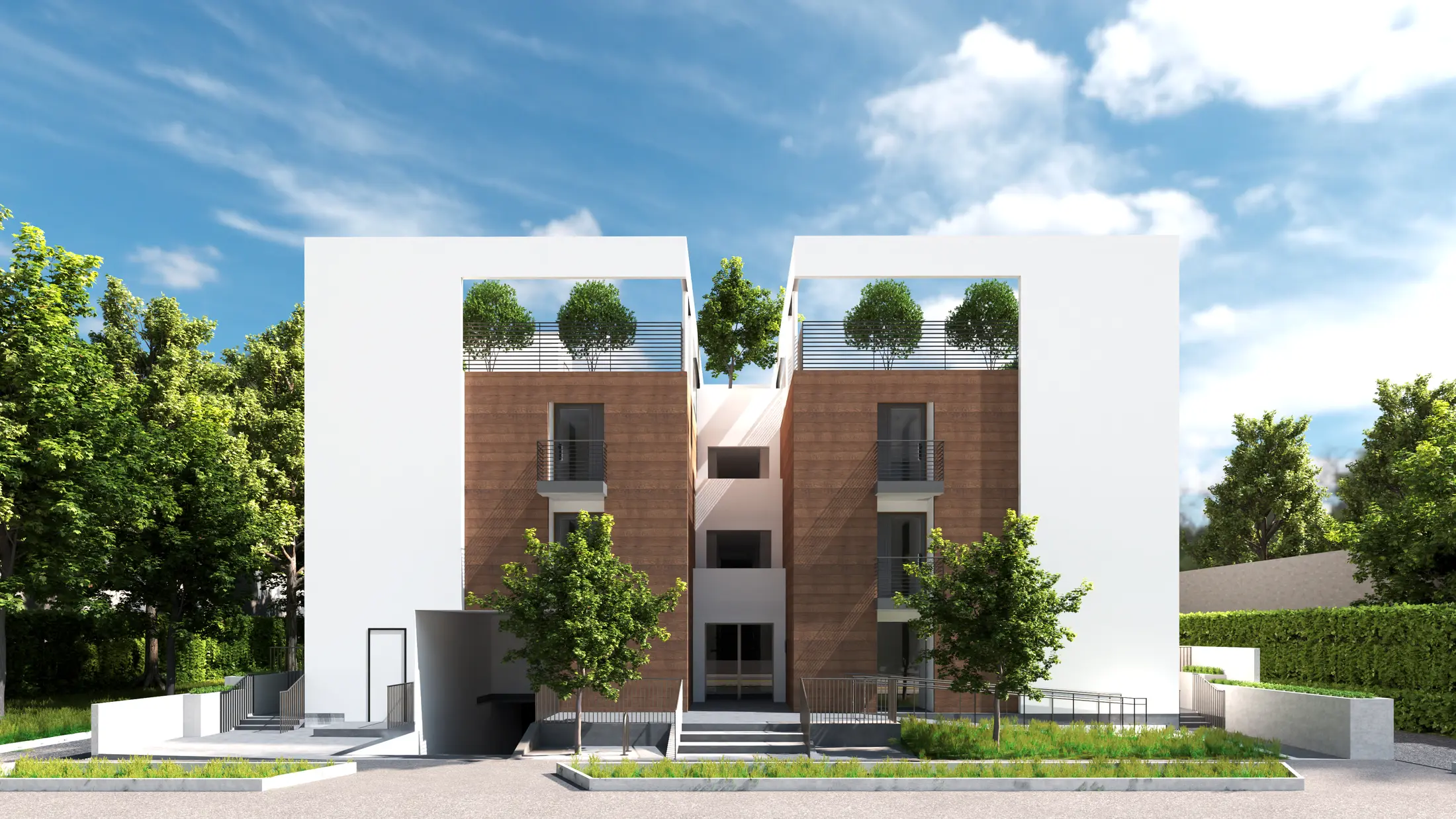Frontal view of the Blythe Street apartment building