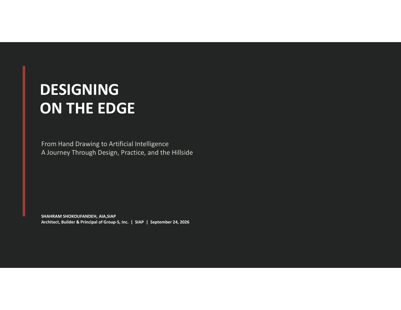 Designing on the Edge, SIAP presentation cover