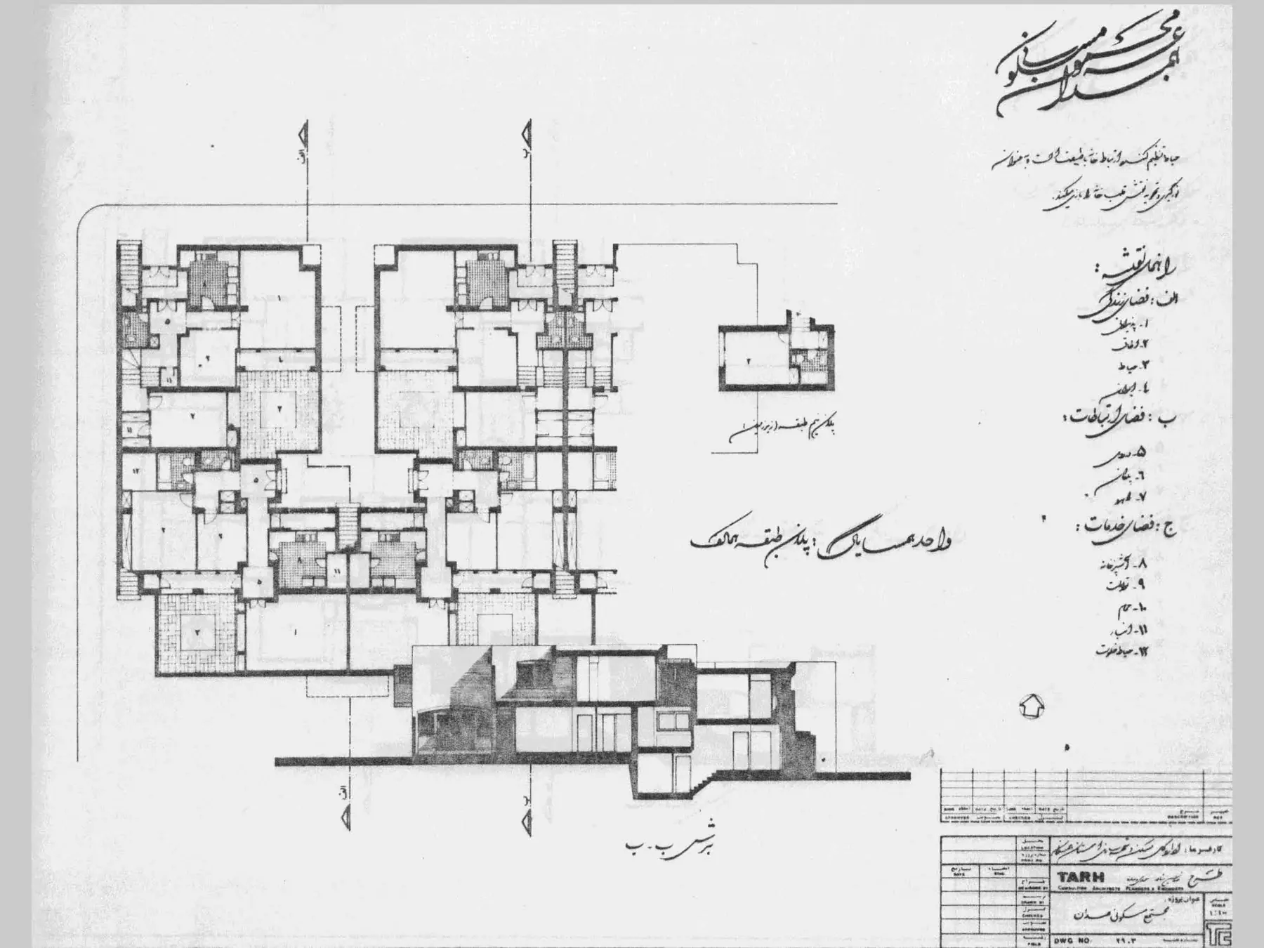 Collective housing plans and section