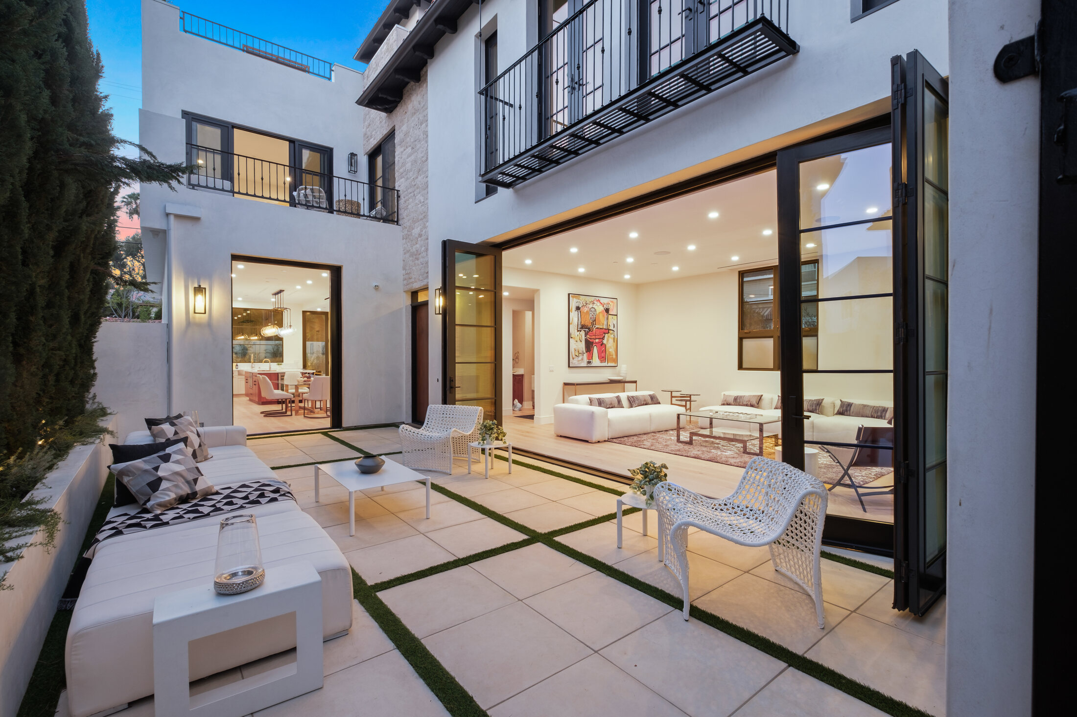 Courtyard seating and open living room