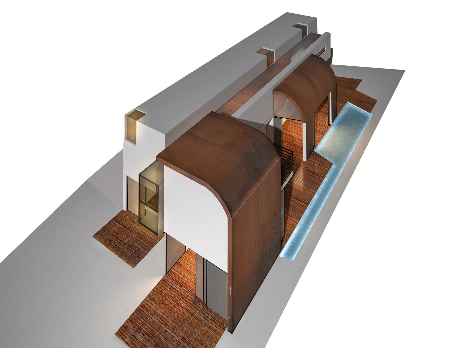Aerial view of the original architectural concept