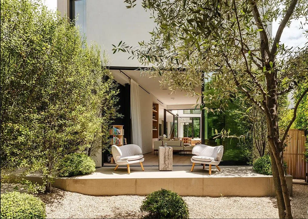 Garden terrace at the completed 116 Gretna Green residence