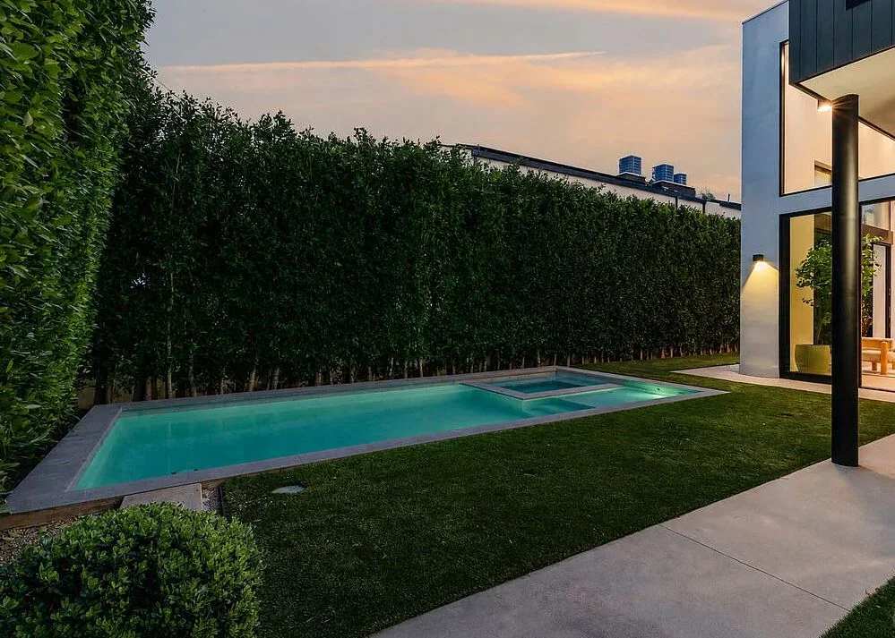 Pool garden at the completed 116 Gretna Green residence