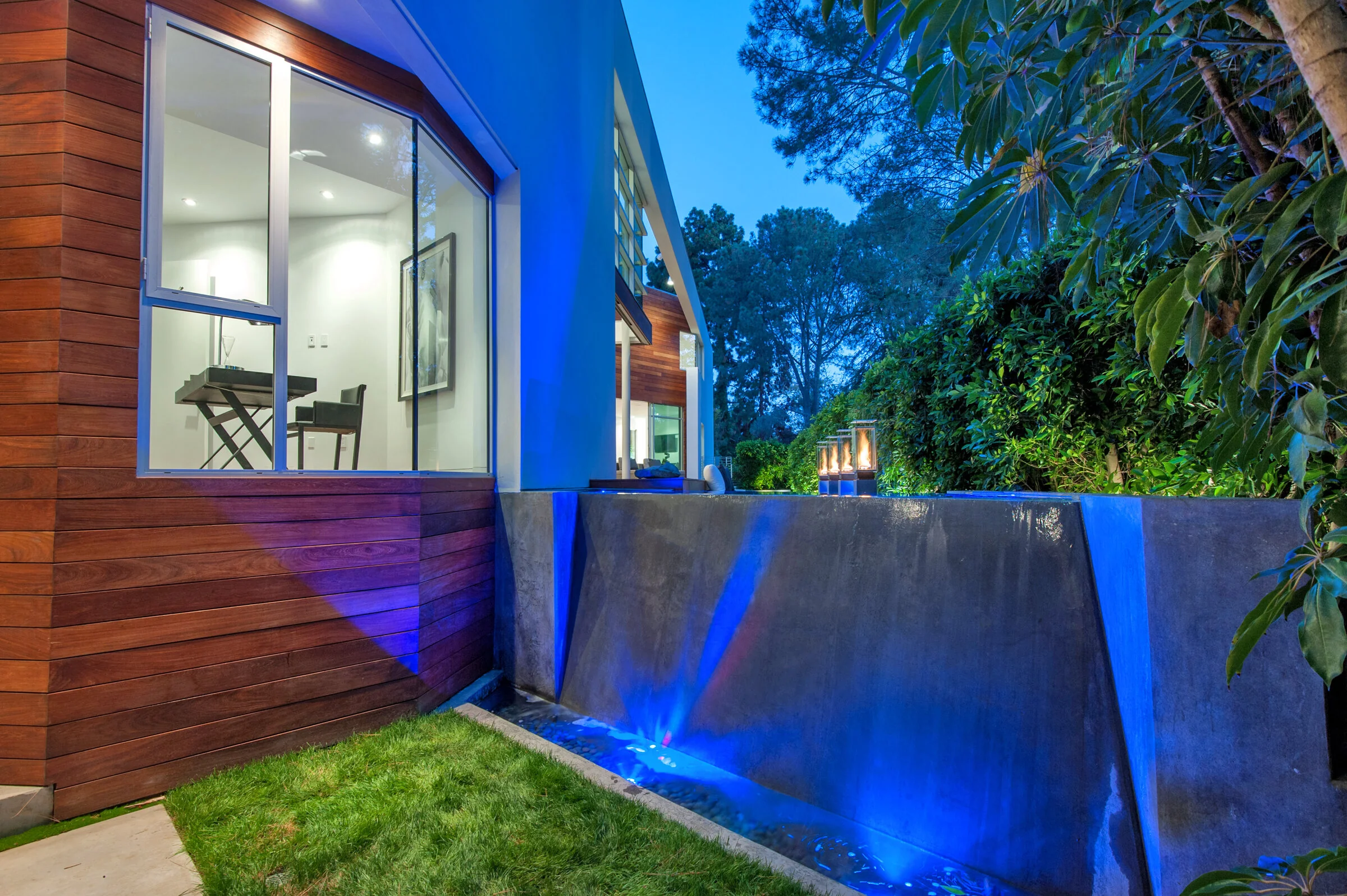 The entry passage at blue hour