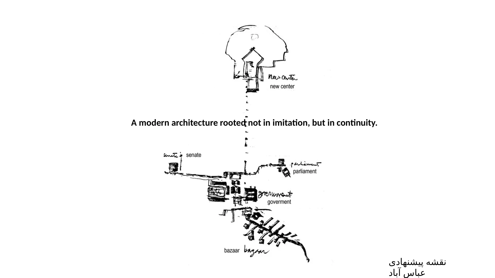 Slide 26 of 31: نقشه پیشنهادی عباس آباد A modern architecture rooted not in imitation, but in continuity.