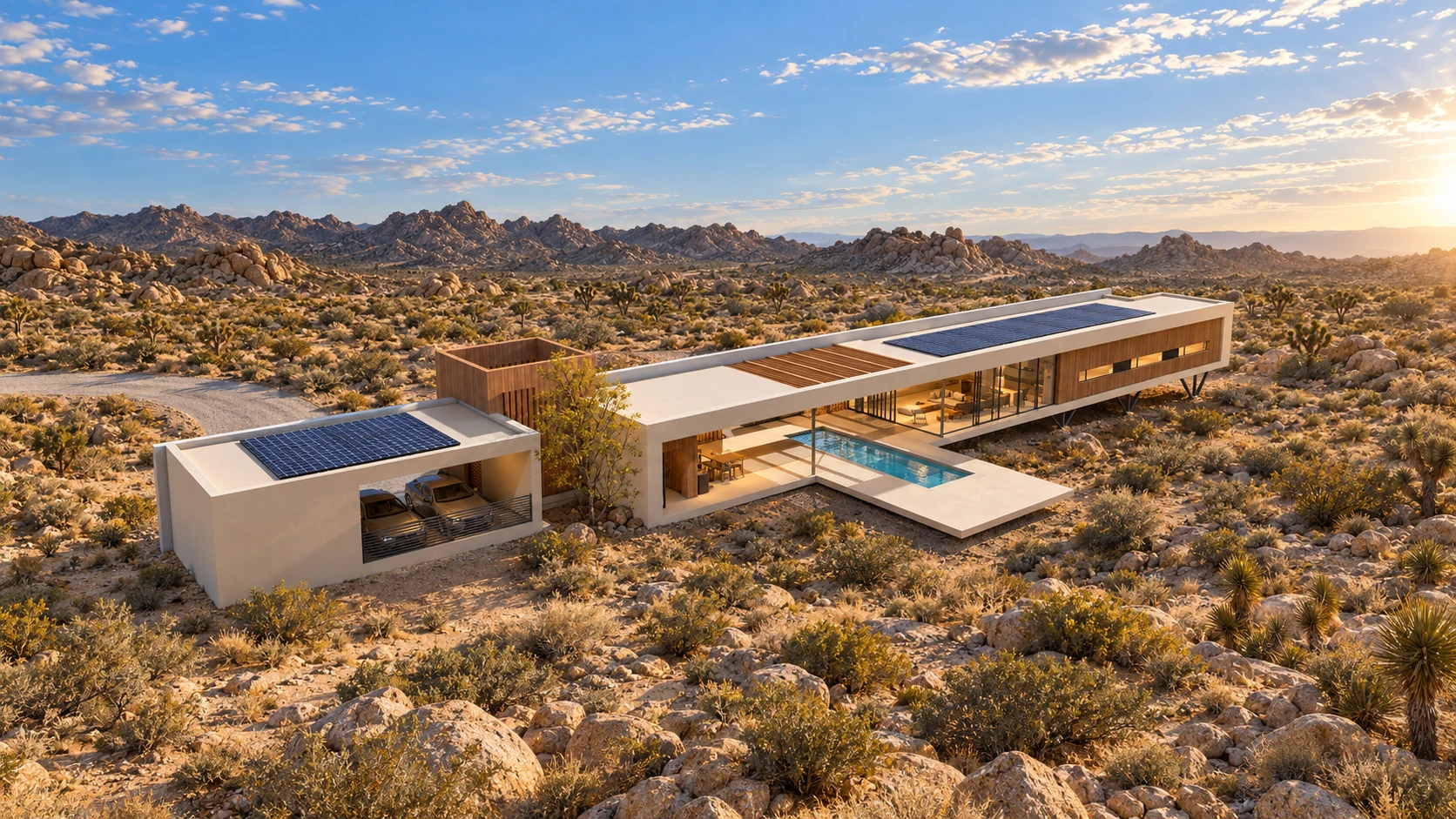 Joshua SunEver desert residence in golden light