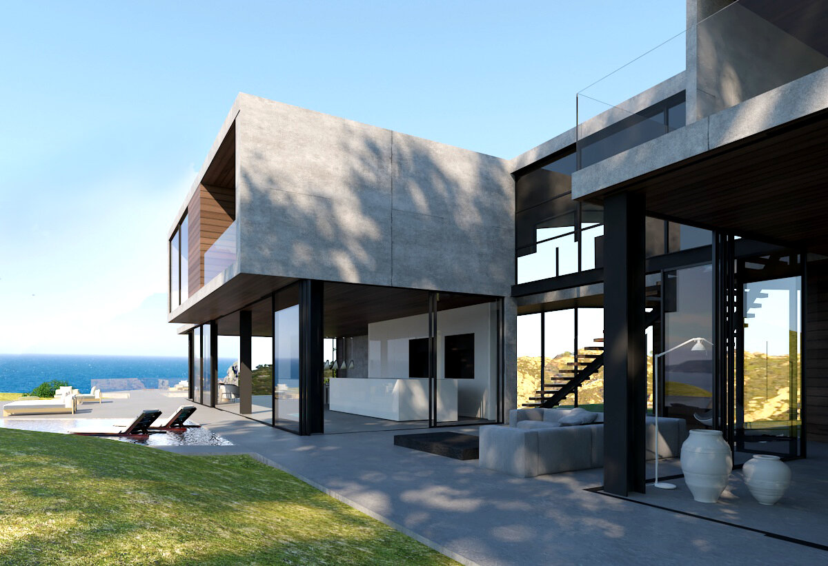 Open corner of the house facing the Pacific Ocean