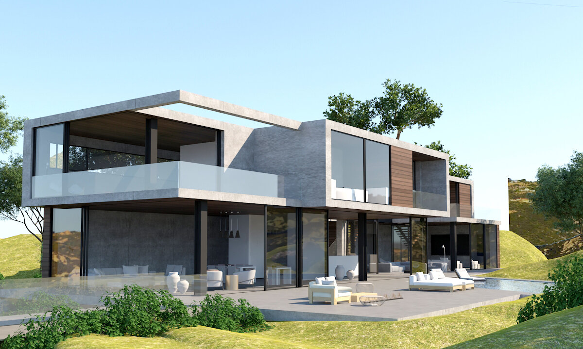 Garden and pool elevation of the proposed residence