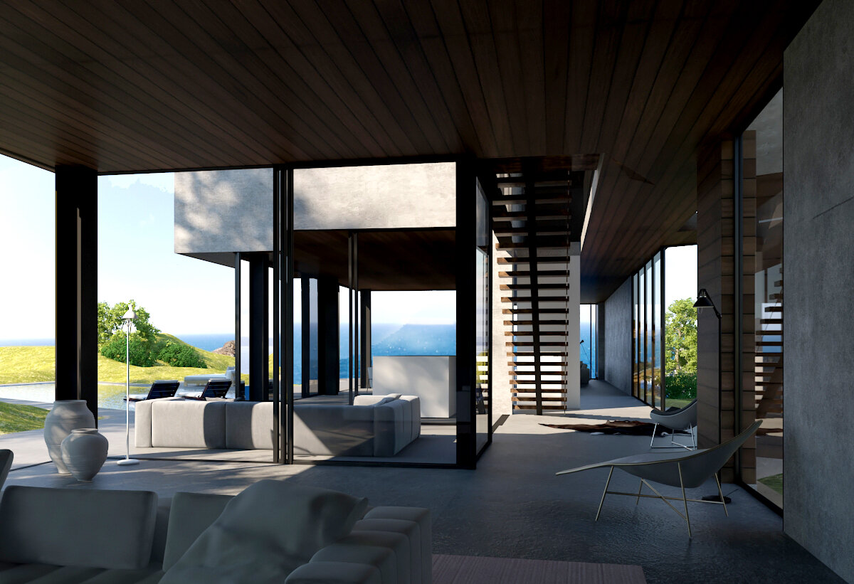Living space organized around the stair