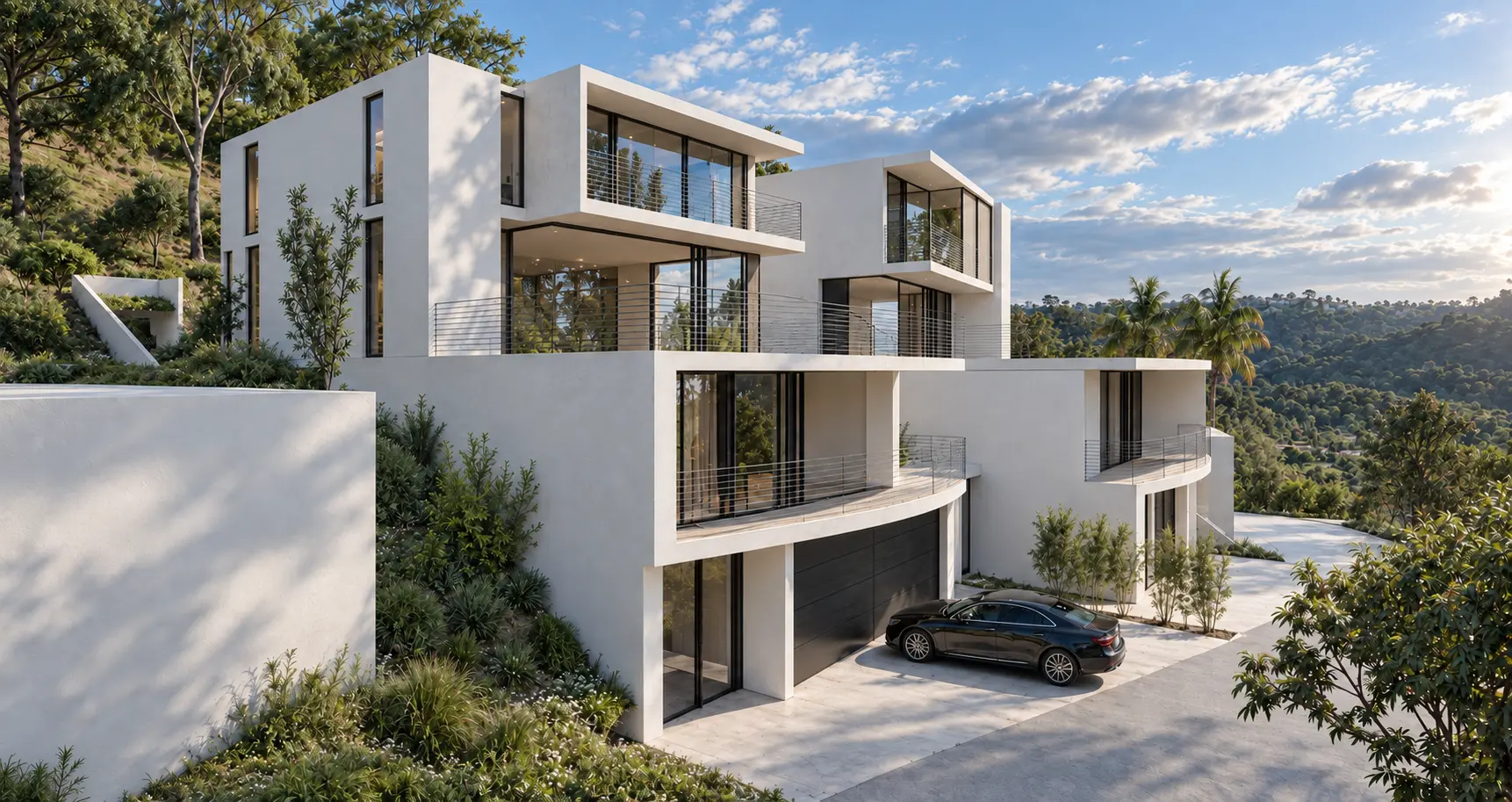 Wanda Park hillside residences stepping above the street toward the valley