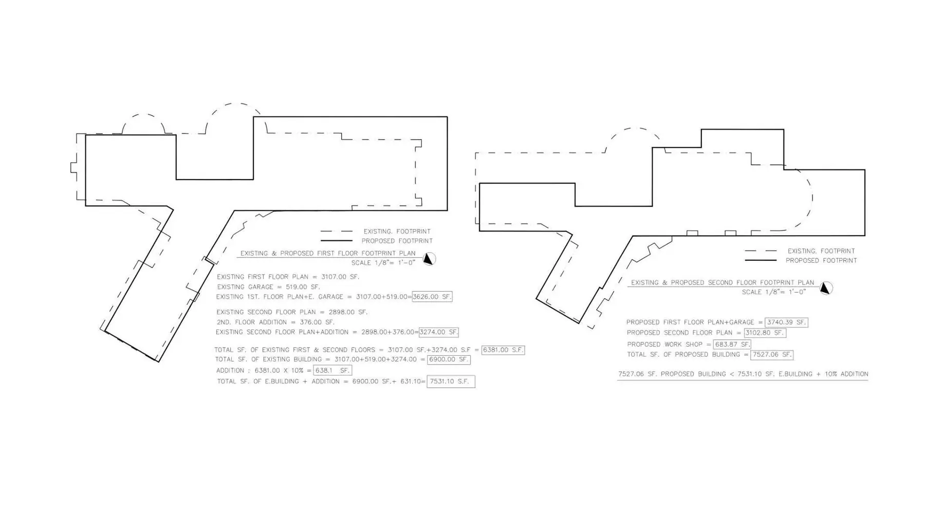 Trancas existing and proposed building envelope diagrams