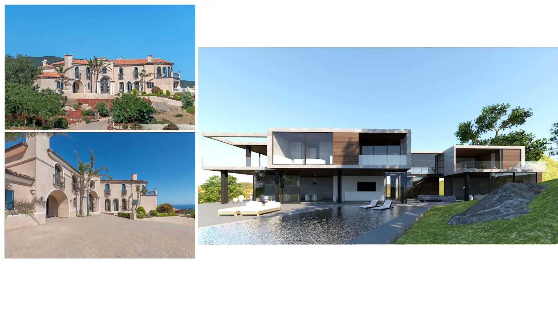 Trancas transformation from former house to proposed residence