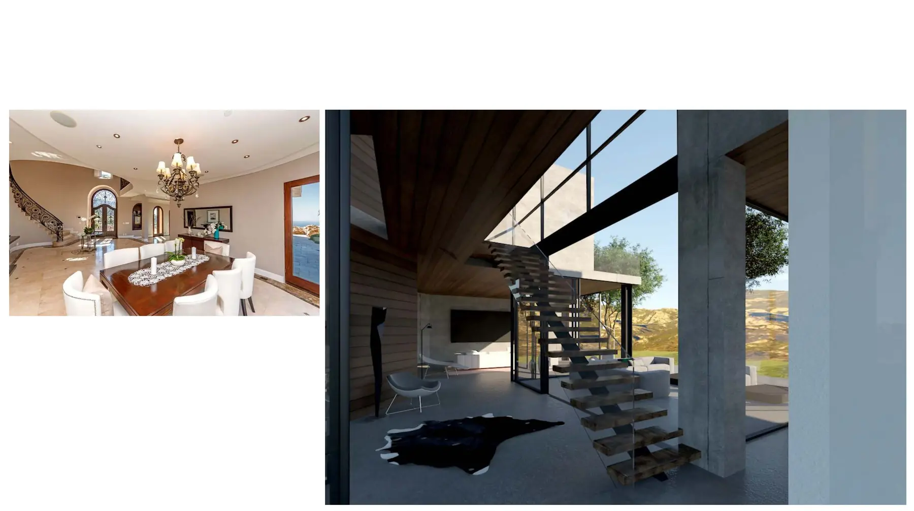 Trancas interior living and stair studies