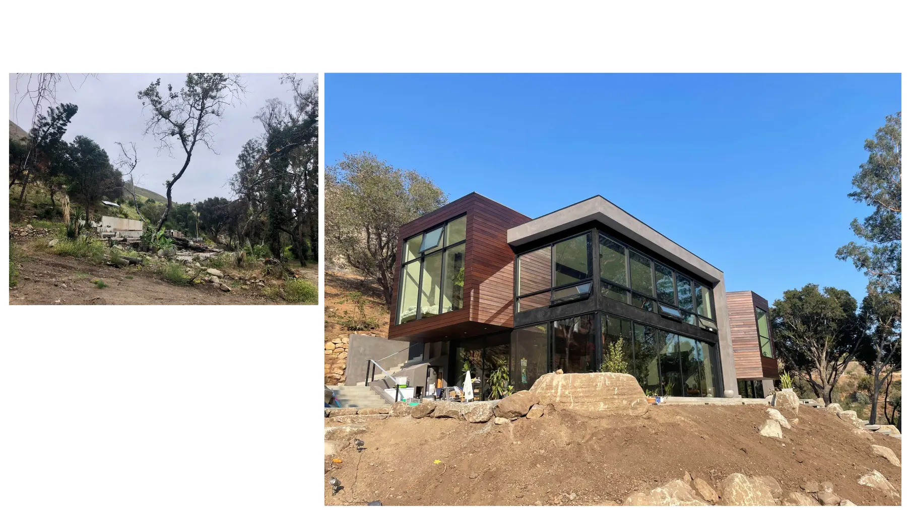 Before and after study of the Malibu hillside residence