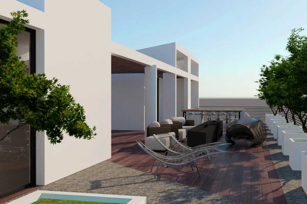 Shared roof terrace lounge